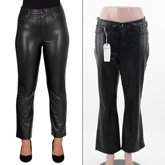 Seven7 Cropped Faux-Leather Pants Black - Picture 1 of 5